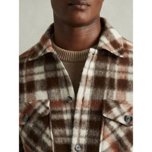 REISS WADE Patch Pocket Checked Overshirt